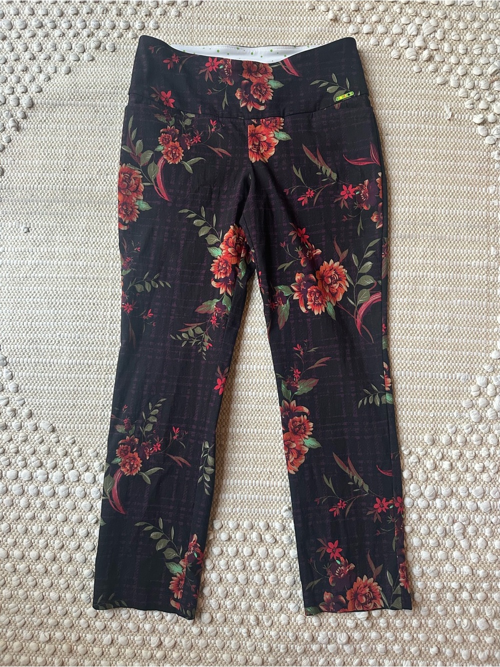 Swing Control Women’s Golf Pants Sz 10 Navy Floral Stretch Pull On